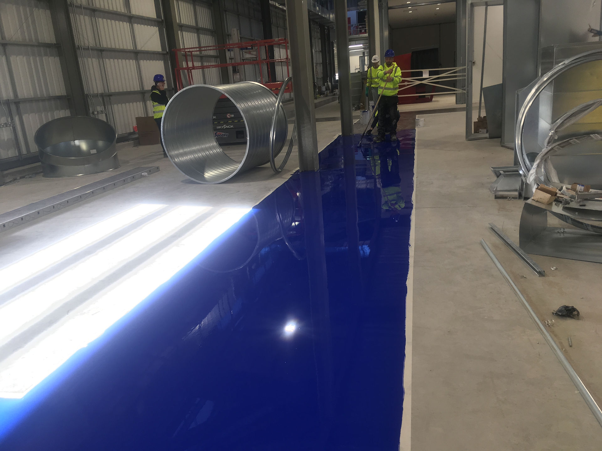 Layed blue resin floor