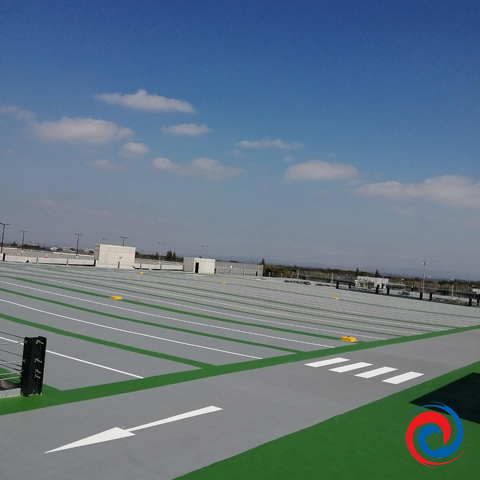 Large car park with resin flooring