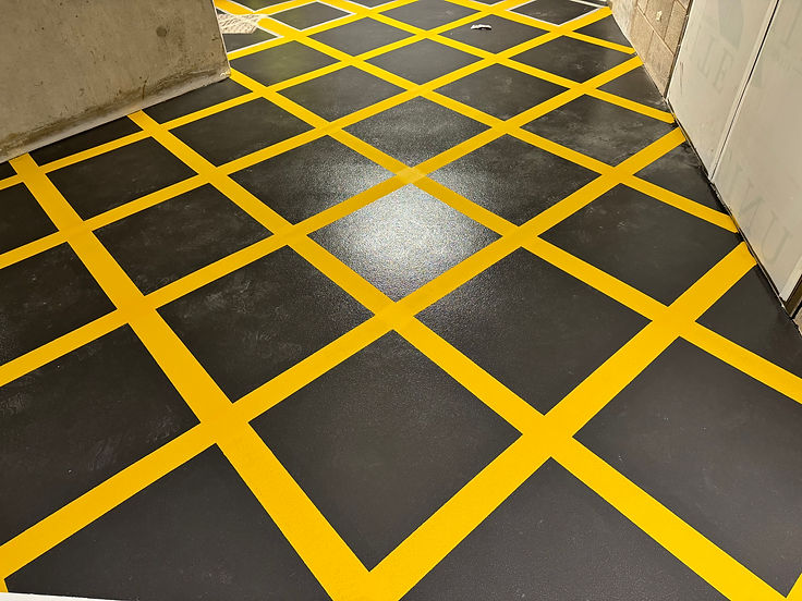 Hatching demarcation in a car park near Birmingham
