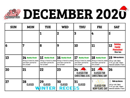 December Schedule