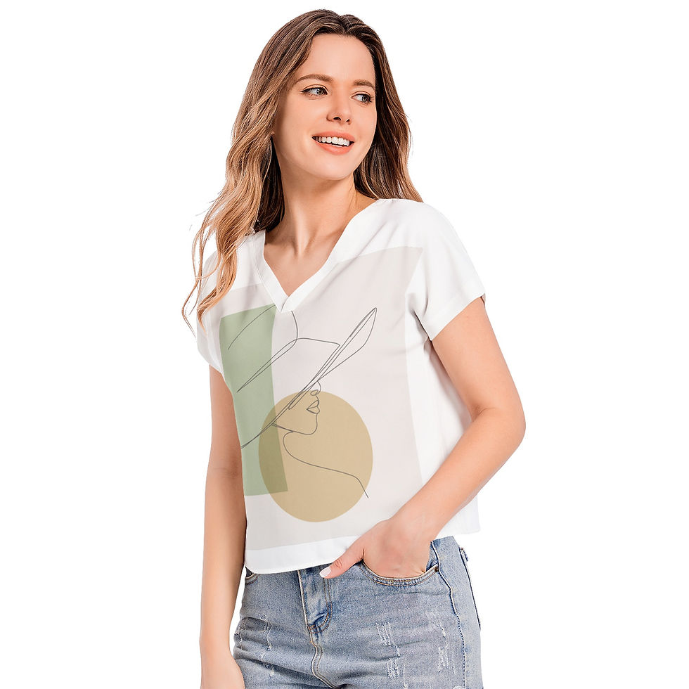 Thumbnail: Batwing Sleeve V-Neck Top