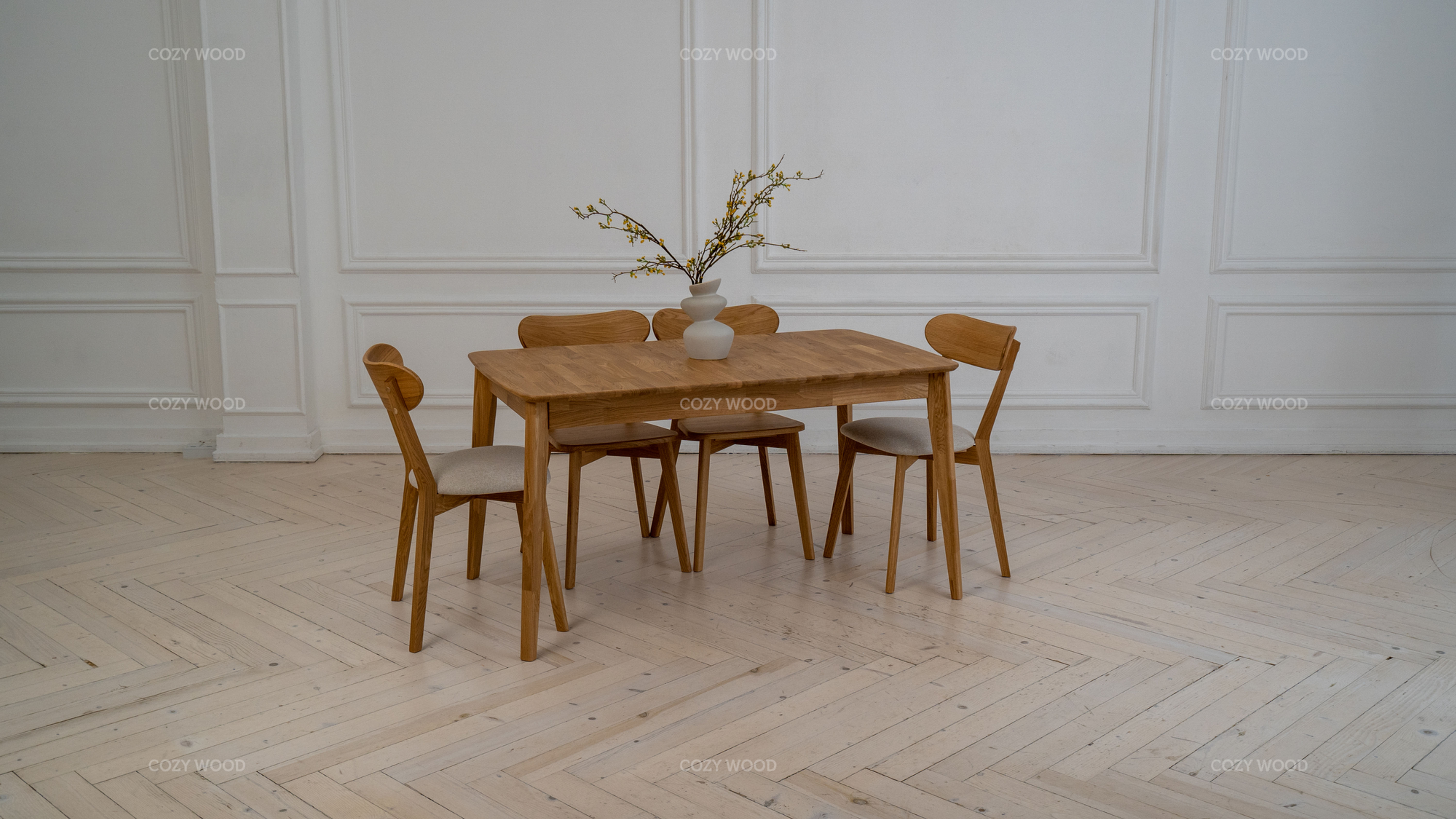 Stół Mary z drewna dębowego - Natural Finger Jointed