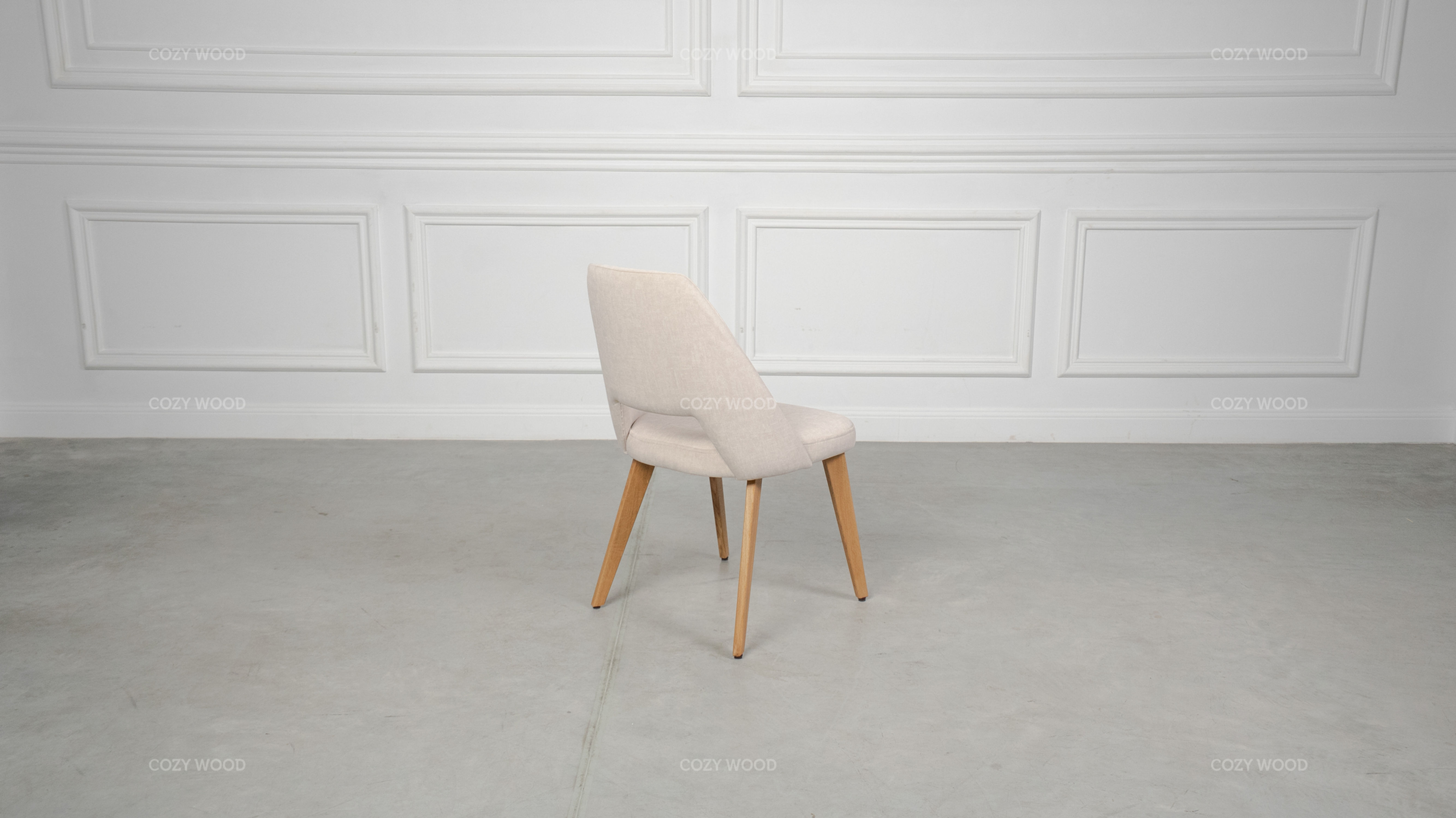 Krzesło Light z drewna dębowego Natural z tapicerką Verde 03, nowoczesne krzesło do jadalni i salonu