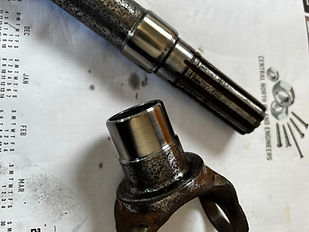 Metal spray Volvo Stern Input Shaft & Universal after job done