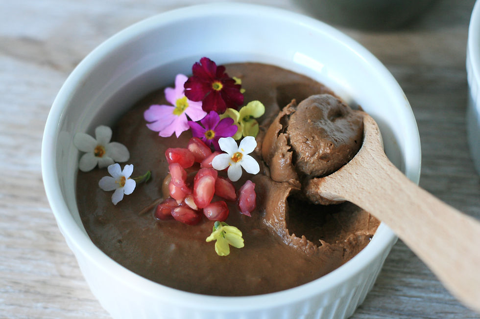 Edible flowers & chocolate mousse
