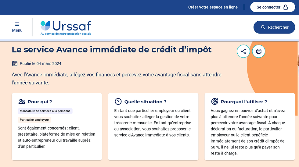 Le lien direct sur le site de l'URSSAF pour tout comprendre sur l'avance immédiate