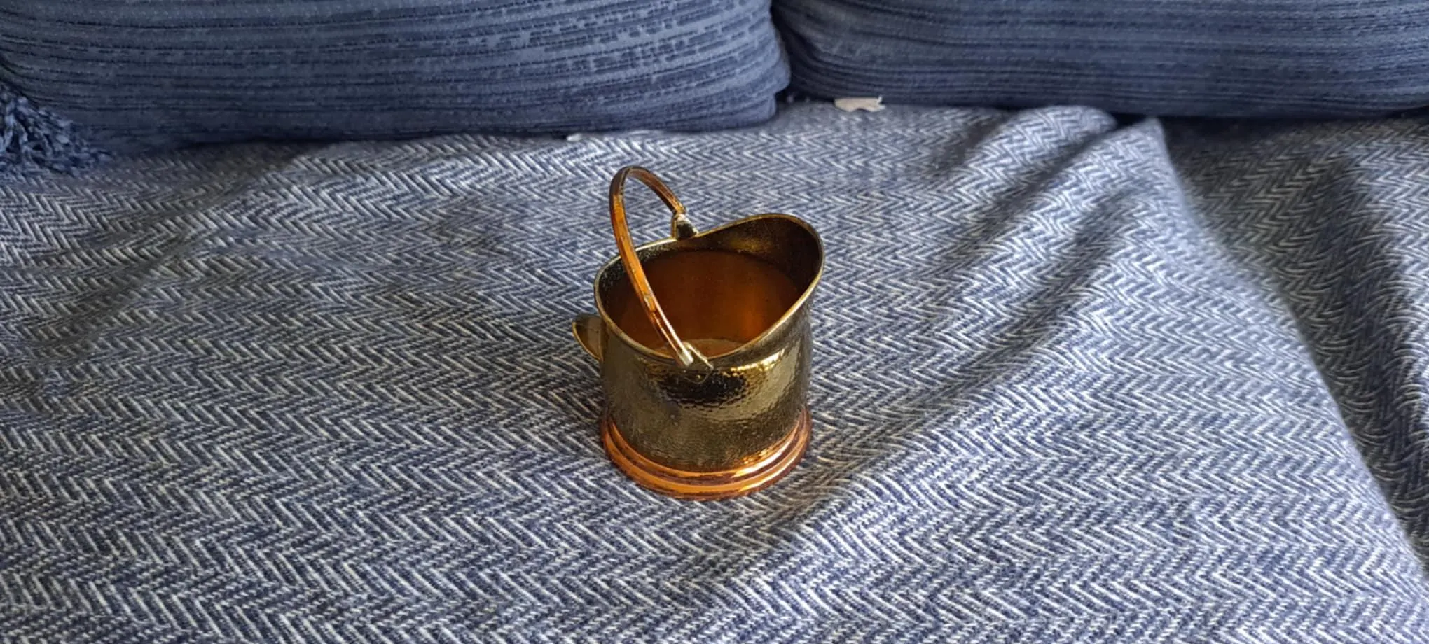 Small Vintage Brass & Bronze Scuttle Bucket - Made in England