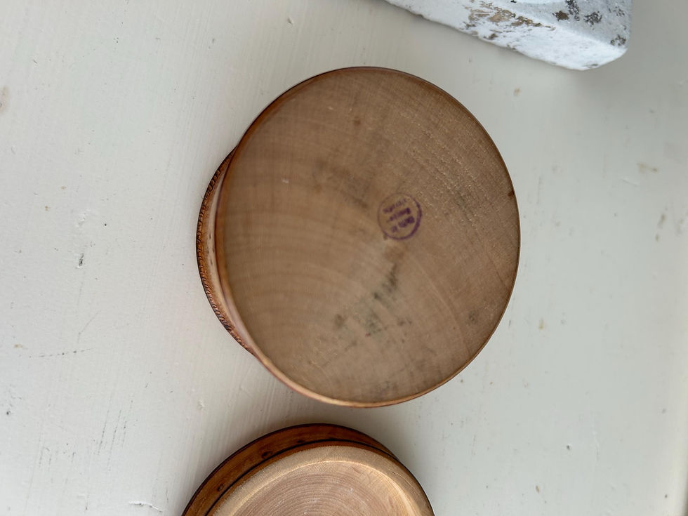 Thumbnail: Vintage Carved Wood Box with Lid - Hand-Painted Canadian Decor