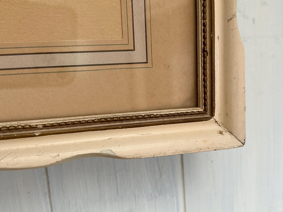 Thumbnail: Close-up of vintage wood framed print corner