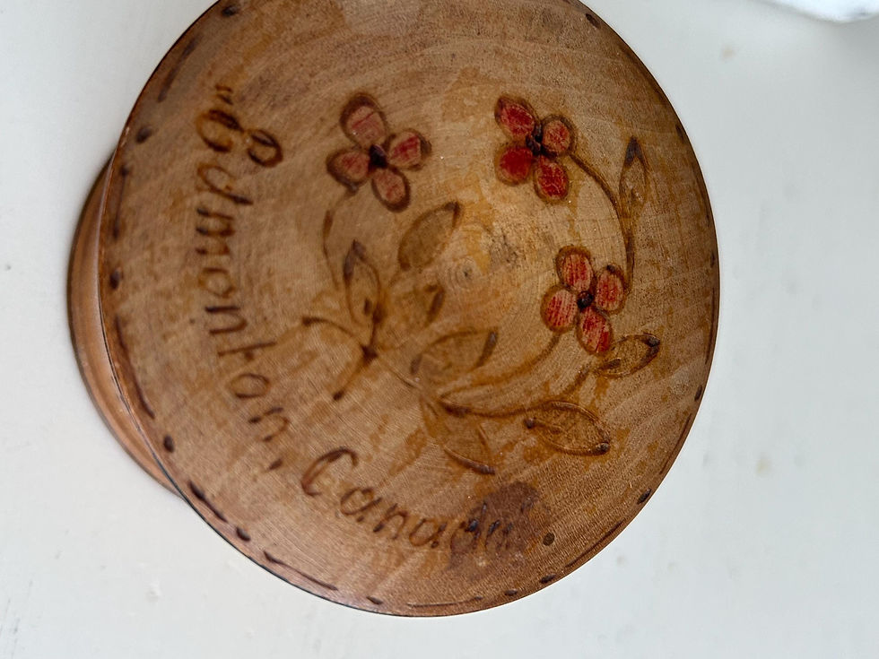 Thumbnail: Vintage Carved Wood Box with Lid - Hand-Painted Canadian Decor