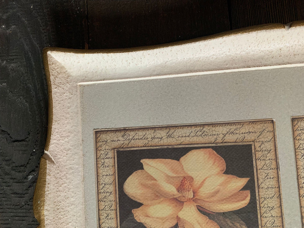 Thumbnail: Vintage Wooden Tray with Floral Accents