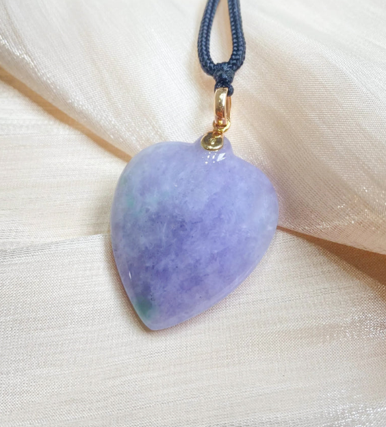 Thumbnail: Deep purple jade heart pendant