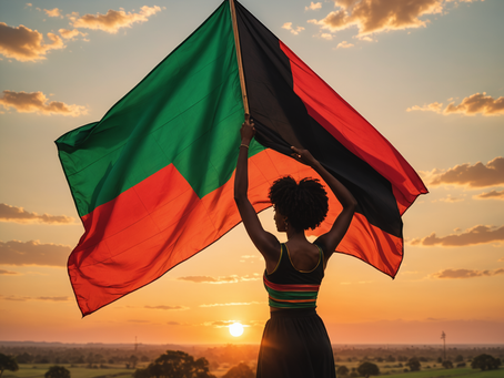 Juneteenth- African American Woman holding flags