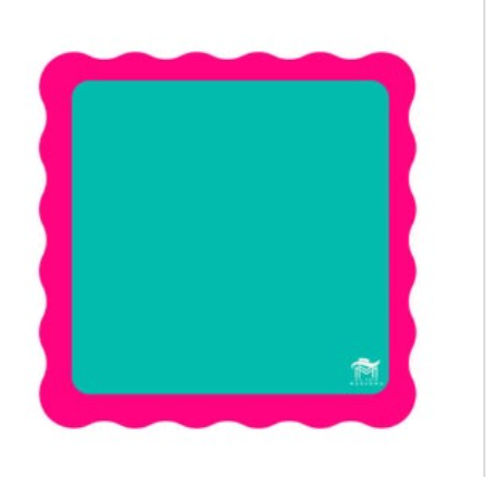 Mahjong Mat | Color Wave | 31" X 31" Green Center- Pink Scallop