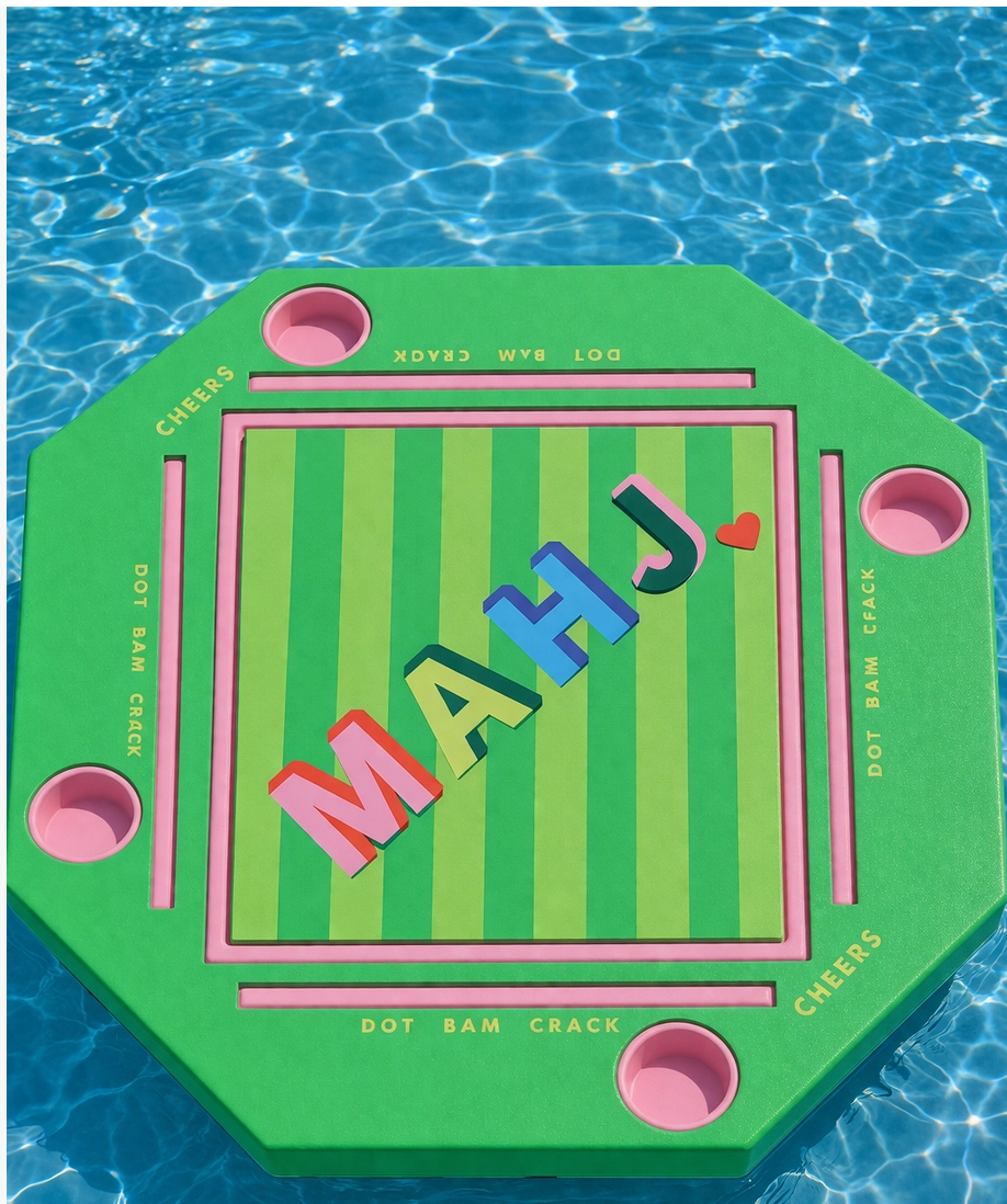 Girl Tribe - Floating Mahjong Tile Mat in Mahj Block in Green and Pink