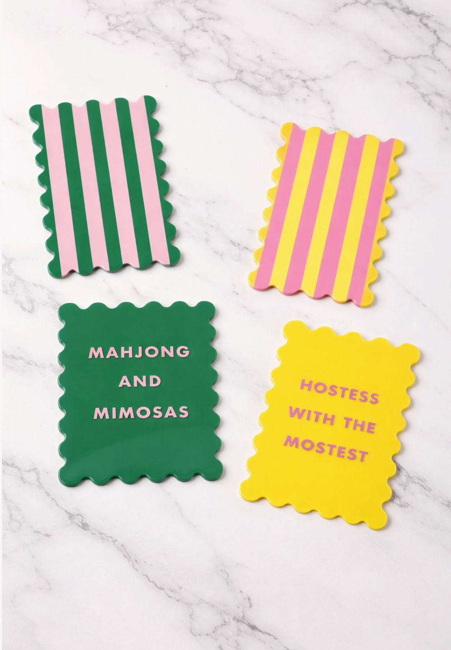 Palm Springs Yellow Mahjong Shufflers Set of 2