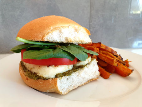 Haloumi Burgers & Sweet Potato Fries