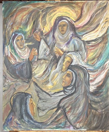 Nuns oil painting