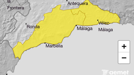 Aviso amarillo por lluvias en la Axarquía esta noche