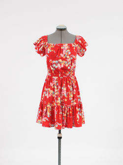 rochie rosie cu floricele 4
