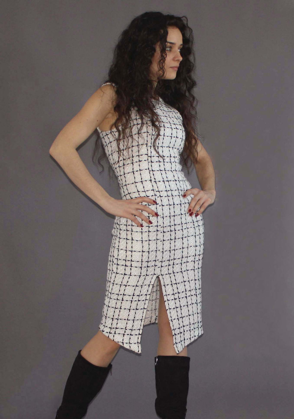 Rochie midi cu șliț