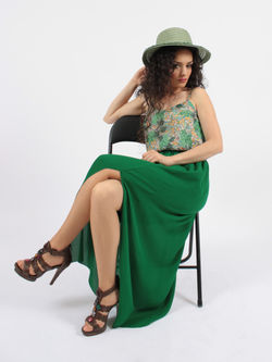 fusta maxi matase naturala cu slit + maieu matase naturala 2