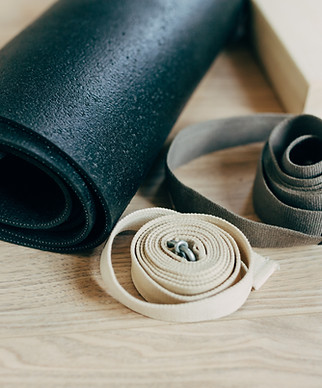 Yoga accessories on floor