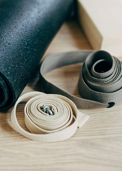 Yoga accessories on floor