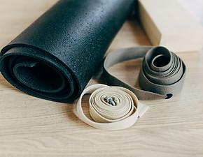 Yoga accessories on floor