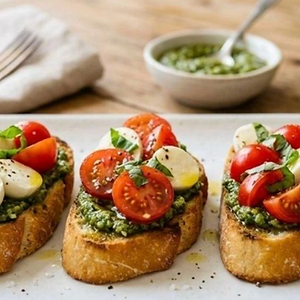 Pesto Caprese Crostini