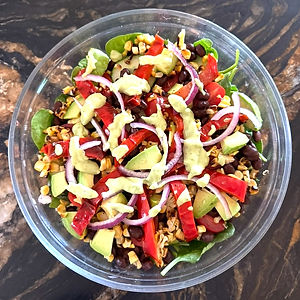 Southwestern Spinach Salad with Creamy Avocado Dressing