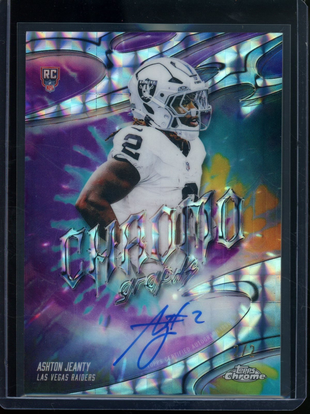 2025 Topps Chrome Ashton Jeanty Chromo Graphs RC Refractor Autograph 2/2 Raiders