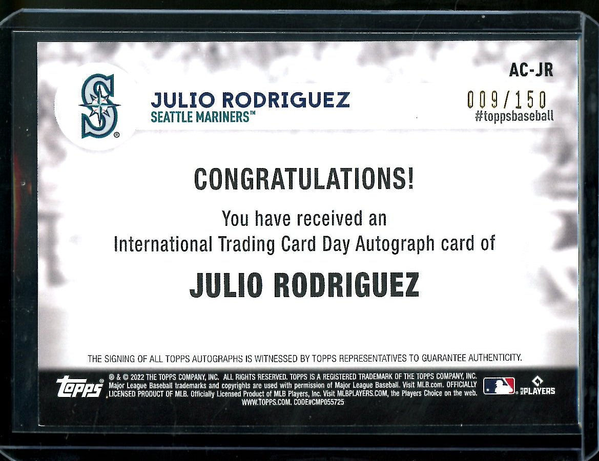 2022 Topps International Trading Card Day Julio Rodriguez Rookie Auto /150