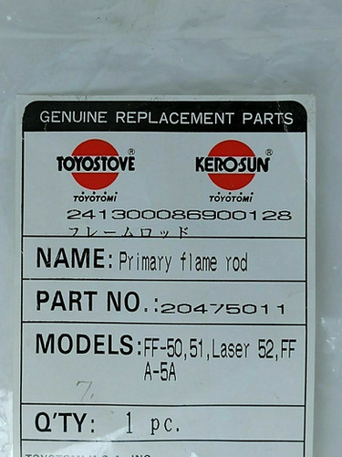 Toyostove Heater Parts 20475011 Laser 56 Primary Flame Rod Laser