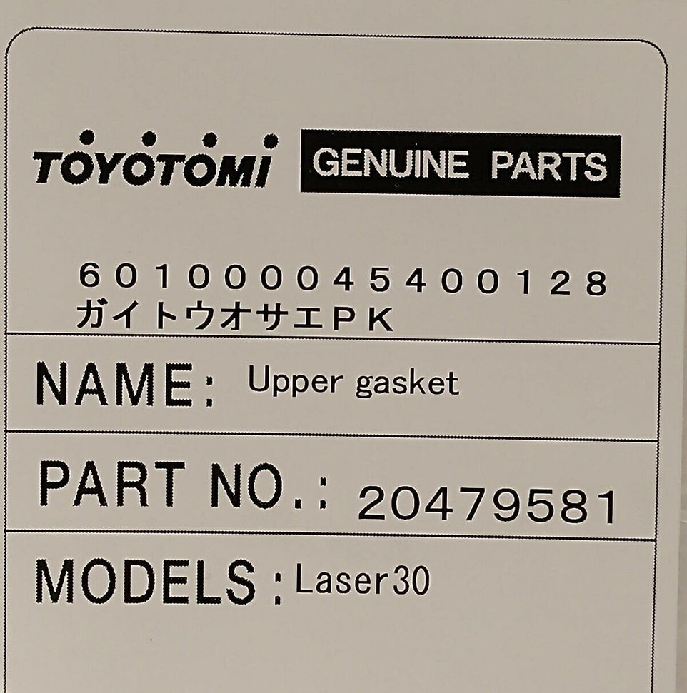 Thumbnail: Laser 30 Upper Gasket Laser Heater Parts # 20479581 Toyostove Laser  Toyotomi