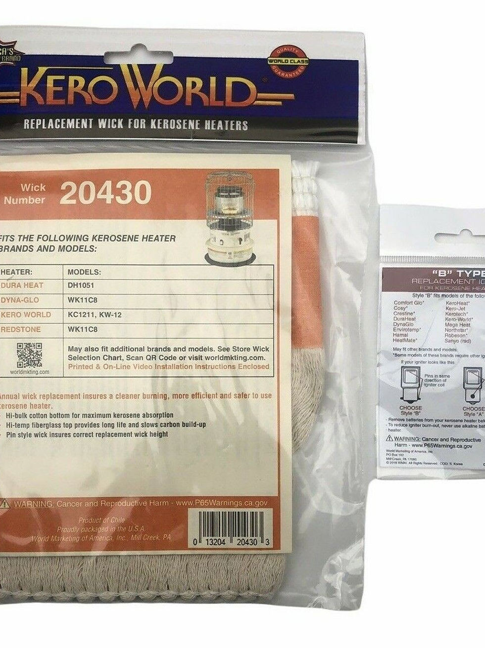 Thumbnail: Dyna-Glo WK11C8 Wick Kero-World Wick # 20430 DynaGlo KIT WITH STYLE B IGNITER