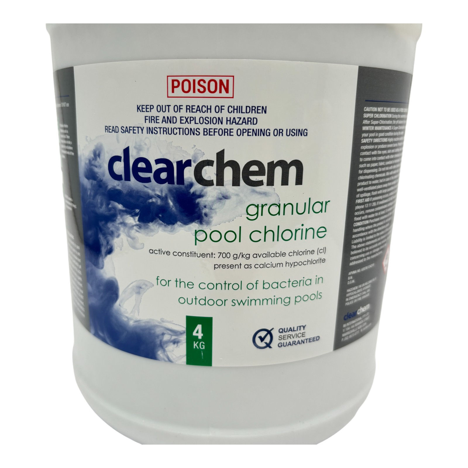 Granular Pool Chlorine Calcium Hypochlorite Clearchem - 4kg
