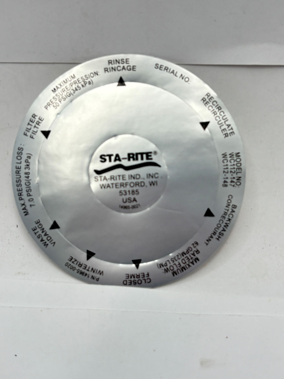 Thumbnail: Onga Pentair Starite 40mm MPV Decal Label Sticker 14965-0020