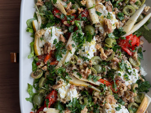 Winter Farro Burrata Salad 