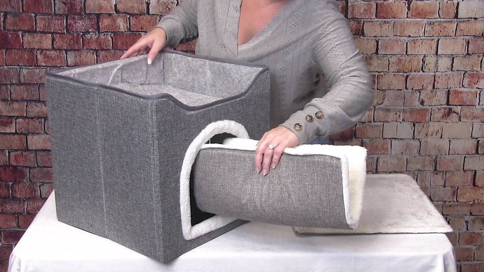 Thumbnail: Plush Cat Bed Cave with sisal scratchers