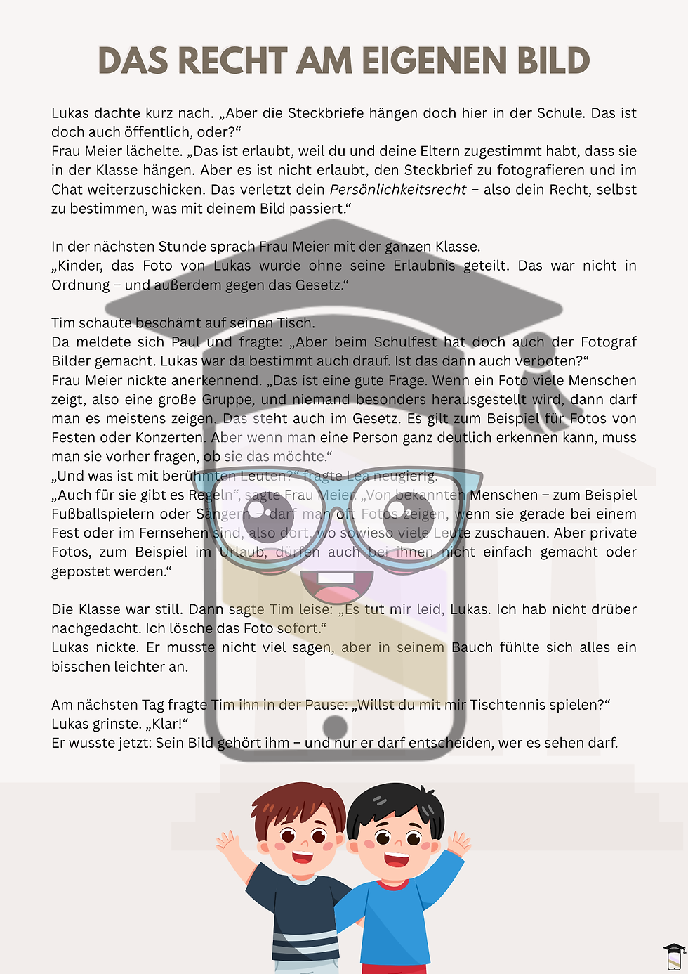Miniaturbild: Das Recht am eigenen Bild - Lesetext & Übungen