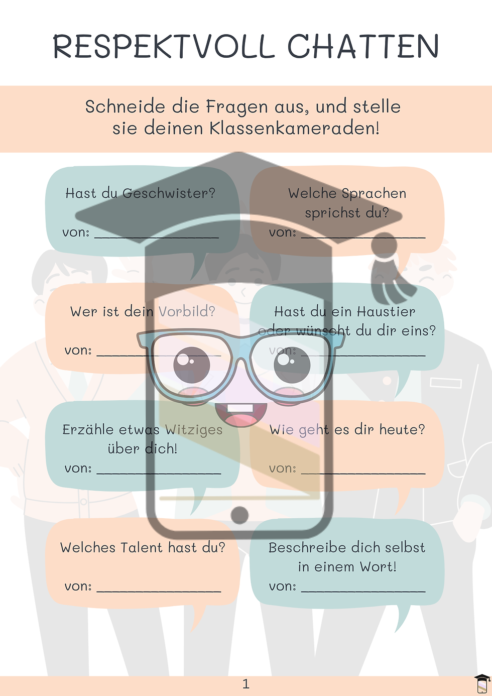 Miniaturbild: Arbeitsblatt: Respektvoll chatten