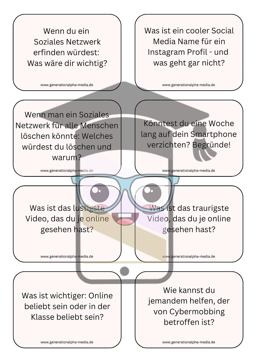 Miniaturbild: Gesprächskarten zu sozialen Medien für den Unterricht - Medienkompetenz fördern - Arbeitsblätter für Schule