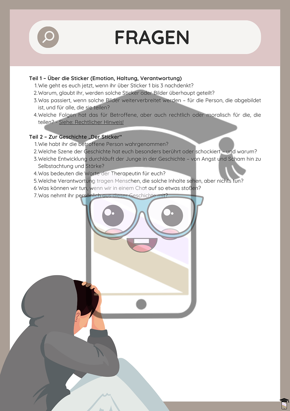 Miniaturbild: Arbeitsblatt - Gewalttätige Sticker im Klassenchat