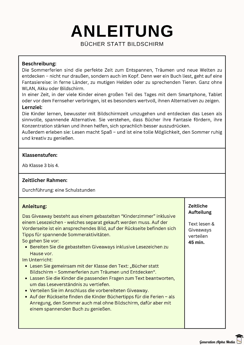 Miniaturbild: Feriengruß - Bücher statt Bildschirm - Unterrichtsmaterial für mehr Medienkompetenz in der Schule
