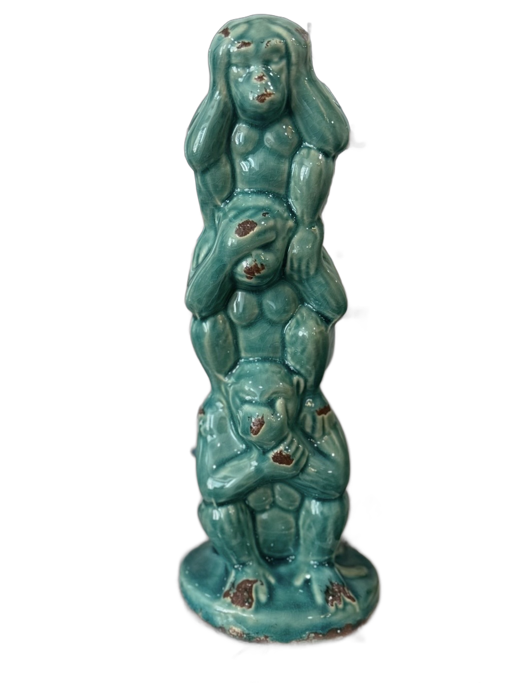 ESCULTURA MACAQUINHOS CERÂMICA