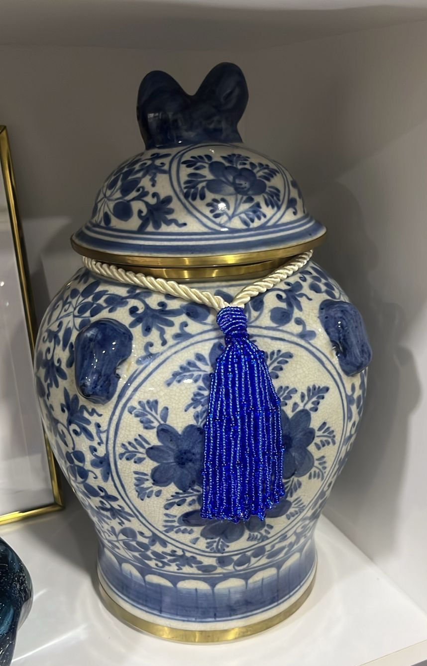 Miniatura: POTICHE AZUL E BRANCO FLORAL THAILANDÊS