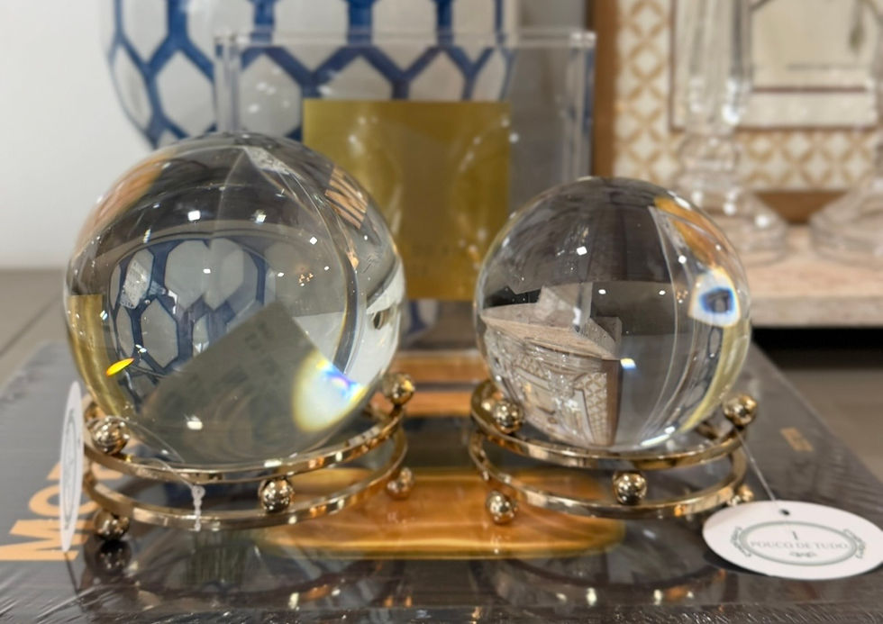 Miniatura: ESFERA DE CRISTAL COM BASE DOURADA GRANDE