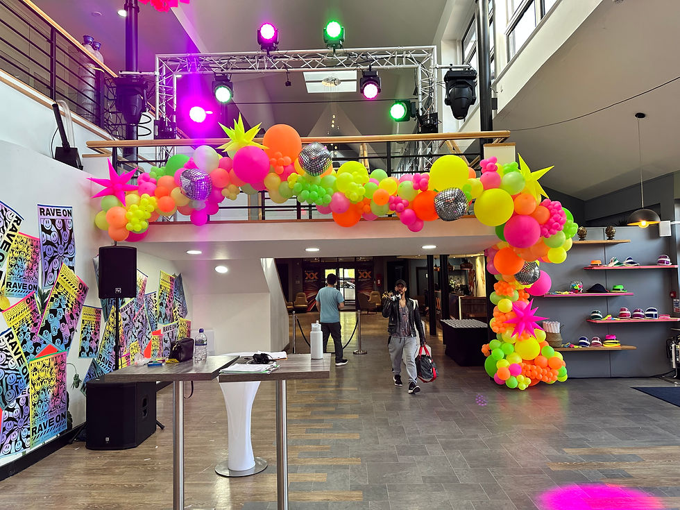 Neon balloon garland De Vere Wokefield