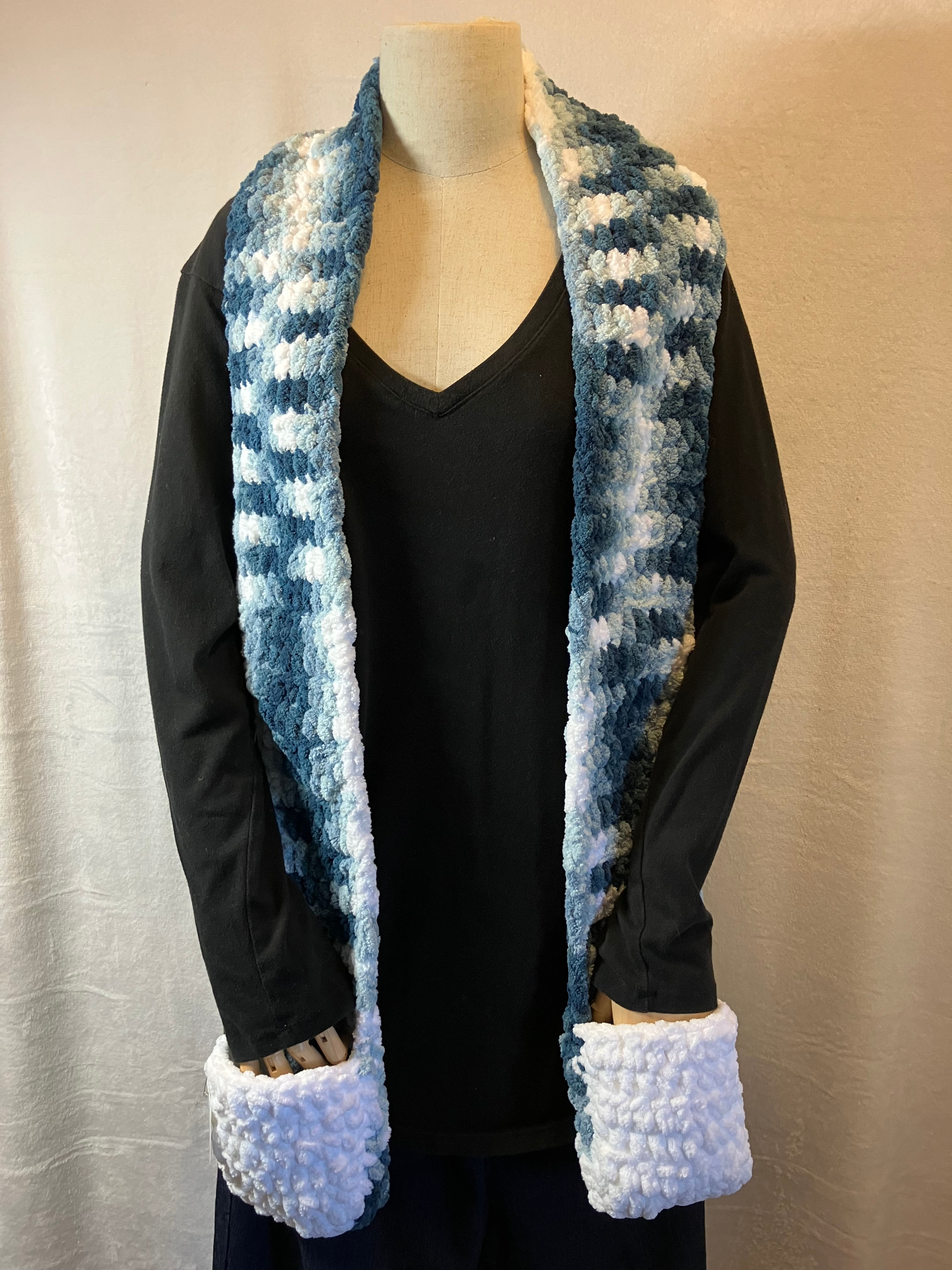 Variegated Blue Pocketed Scarf